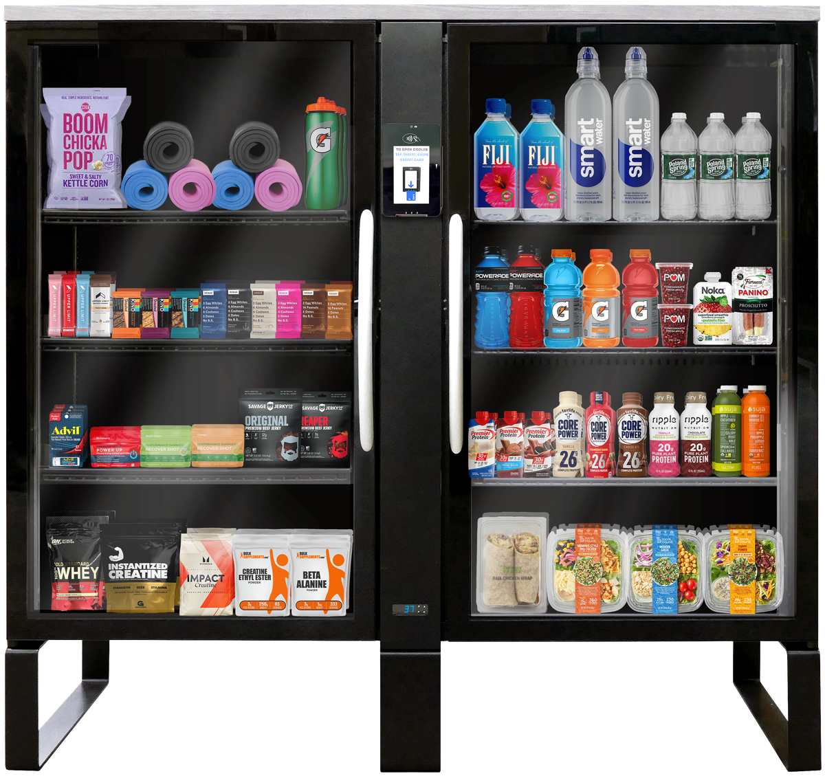 365 Retail Markets Stockwell smart store cabinet stocked with snacks, protein products, drinks and fresh meals